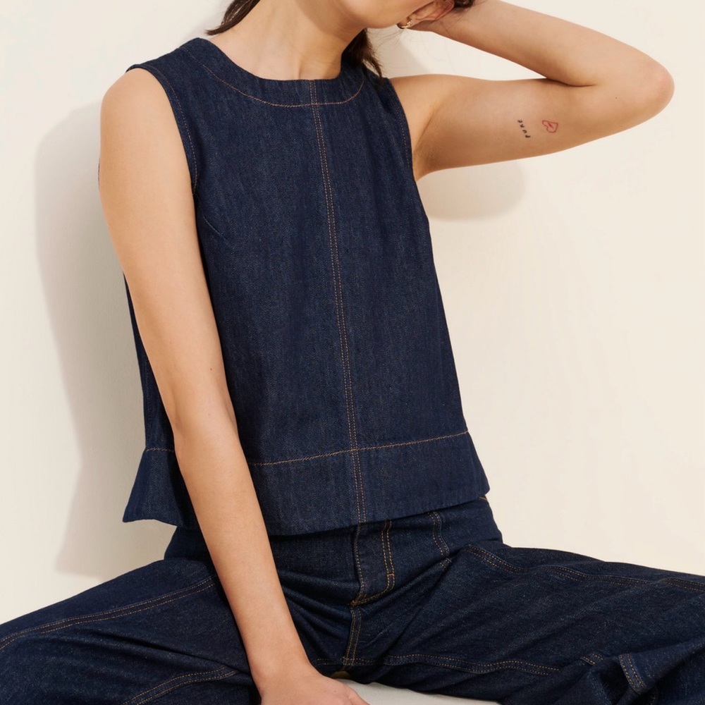 Madewell Dark Indigo Denim Sleeveless Top and Jeans Set